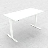 Hvidt Hæve-/sænke bord. Arbejdsbord mål 160x80 cm, hvid stel og hvid bordplade